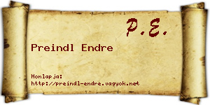 Preindl Endre névjegykártya